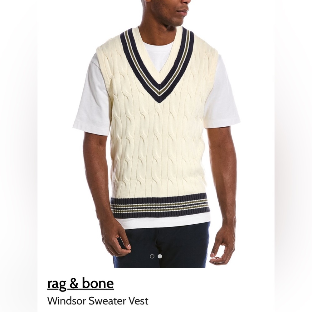 Rag and bone, vanilla Windsor sweater vest, S
